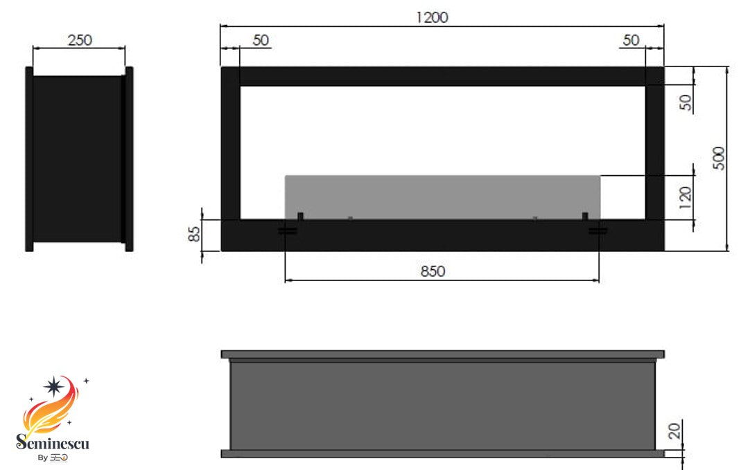 Semineu cu bioetanol Infire 2SIDE 1200 Semineu cu bioetanol Infire 2SIDE 1200