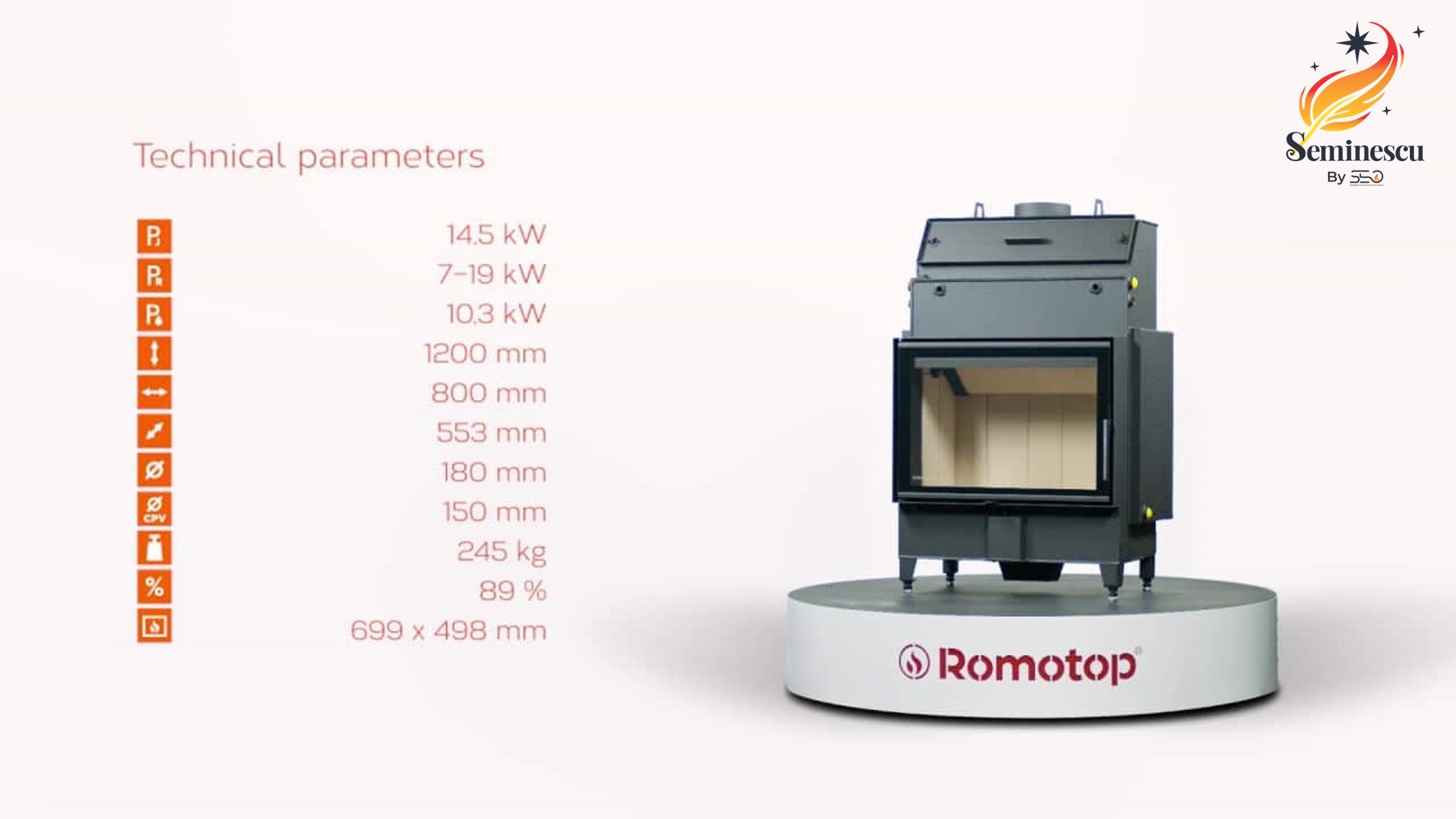 Termosemineu Pe Lemne Romotop HEAT HW2N01 60X50 Termosemineu Pe Lemne Romotop HEAT HW2N01 60X50