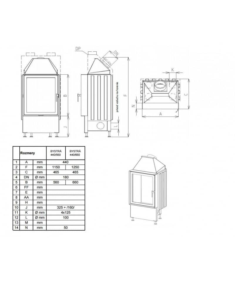 Semineu cu acumulare KOBOK model Bystra LD 440/670
