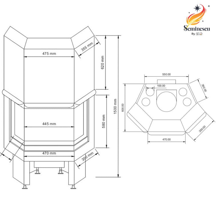 Semineu pe Lemne Prizma 990