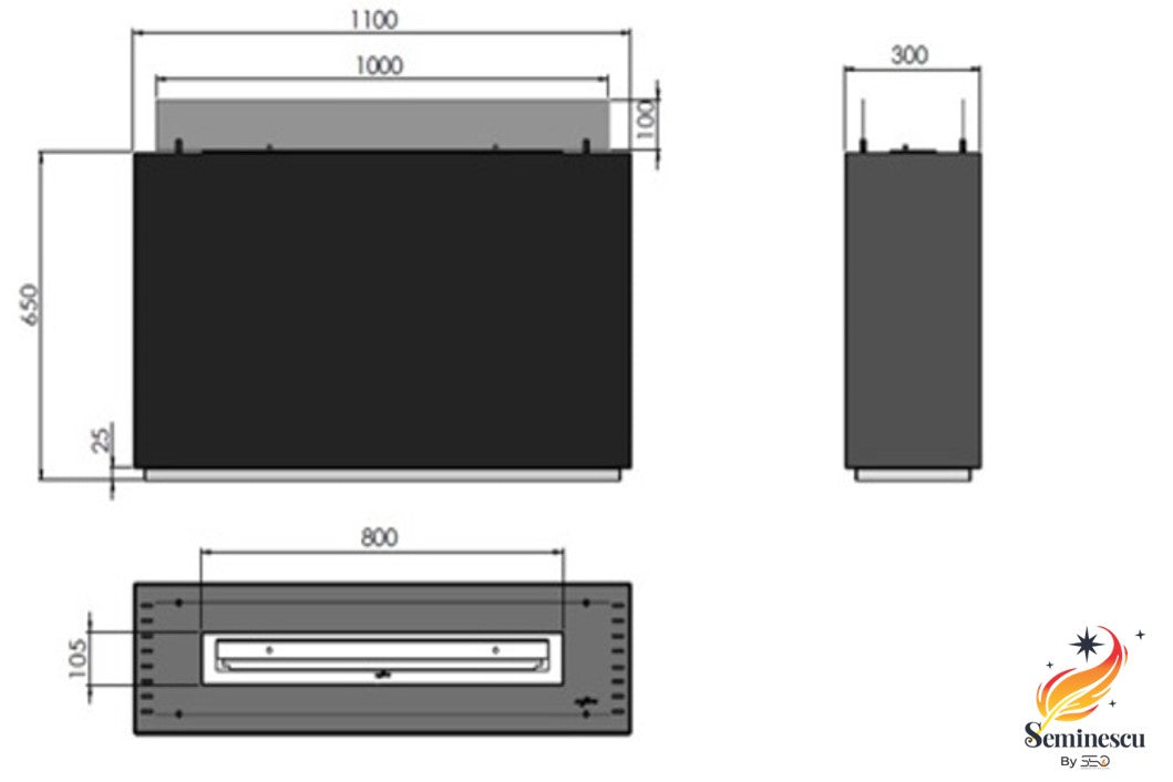 Semineu cu bioetanol Infire INCUBE 1100