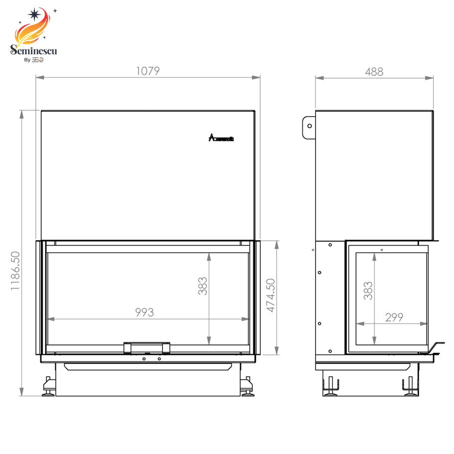 Semineu pe Lemne A-Caminetti CRYSTAL 110 MAX ECO