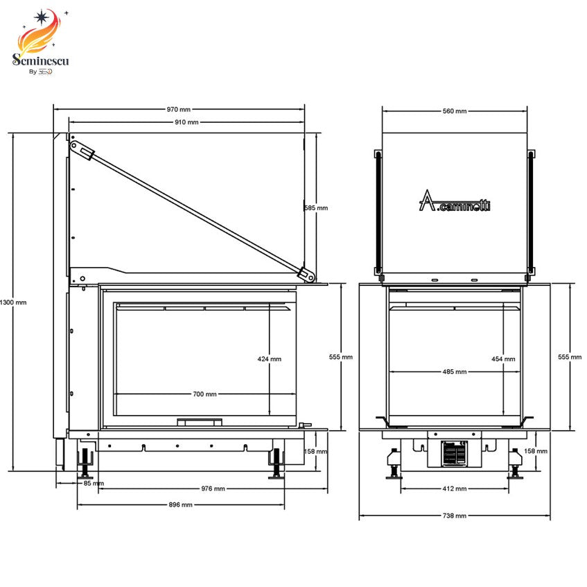 Semineu pe Lemne A-Caminetti CRYSTAL 3D 50/60
