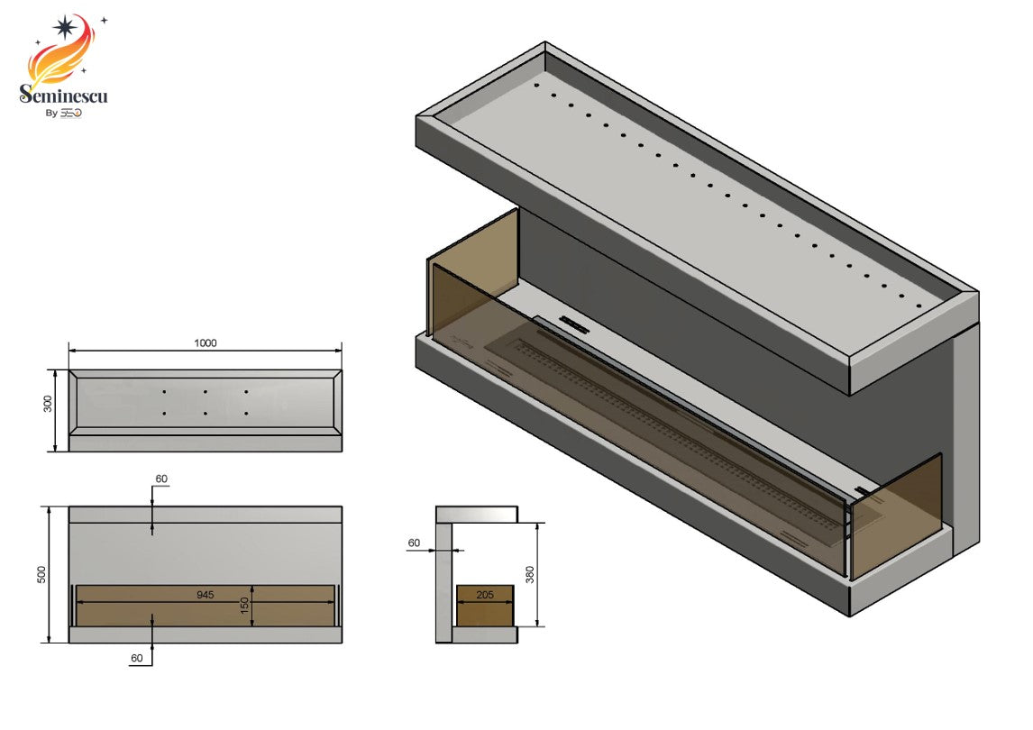 Semineu bioetanol Infire INSIDE C1000 Vers3