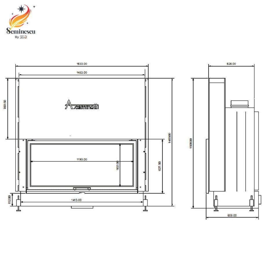 Semineu pe Lemne A-Caminetti FLAT 120 X 50