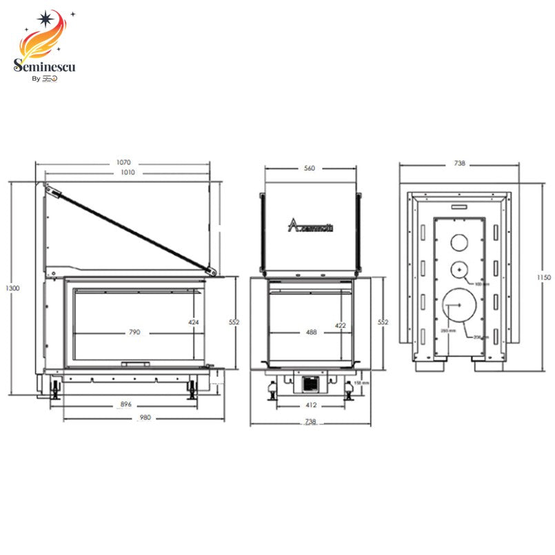 Semineu pe Lemne A-Caminetti CRYSTAL 3D MAX