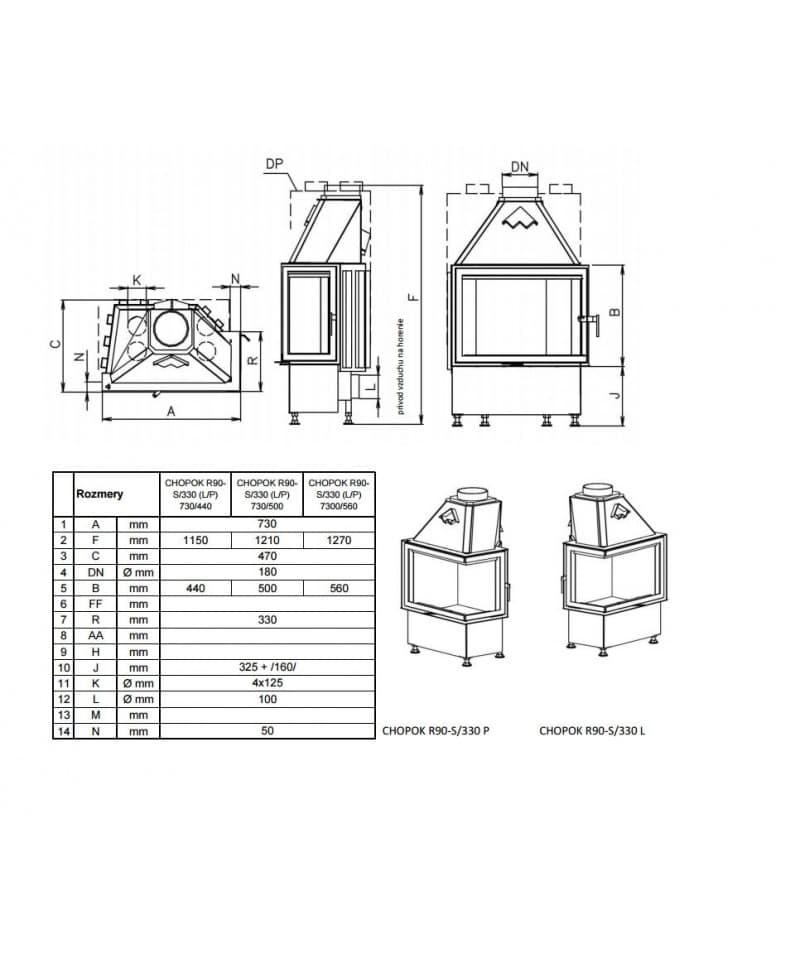 Semineu Cu Acumulare KOBOK Model Chopok R90 S330 LP 600/450 12KW