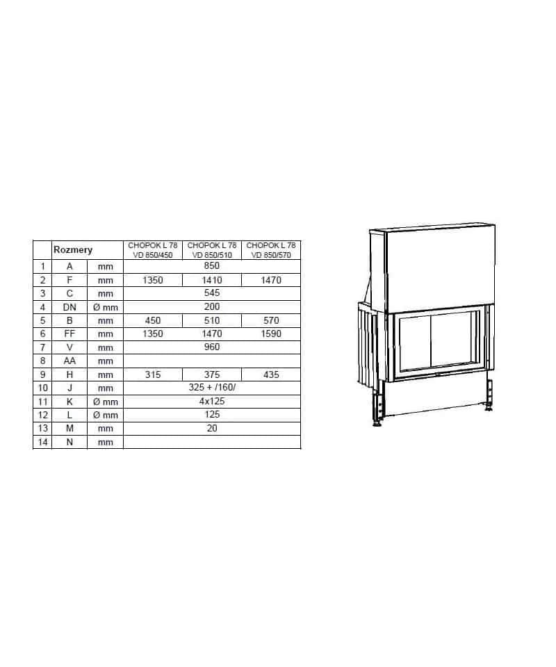 Semineu cu acumulare KOBOK Chopok VD 850 usa lift 16kw