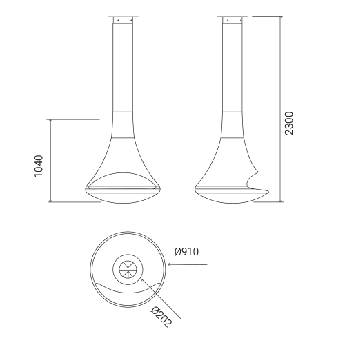 Semineu suspendat Traforart Doria diametru 91 cm
