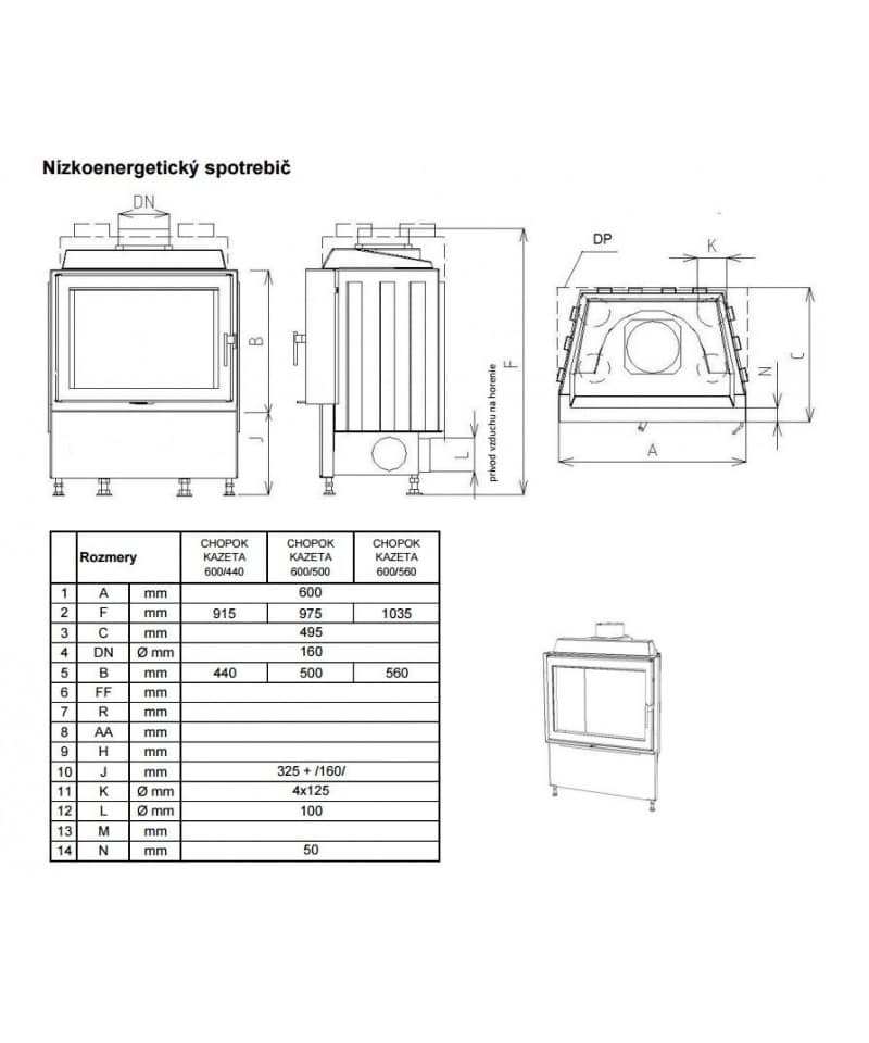 Semineu Cu Acumulare Pentru Case Pasive KOBOK Model Kazeta L LD 600/450